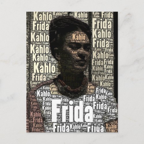 Frida Kahlo Lettering Portrait Postcard