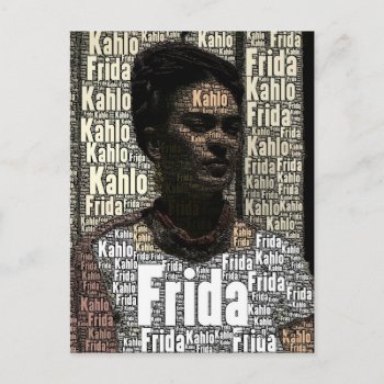 Frida Kahlo Lettering Portrait Postcard by fridakahlo at Zazzle