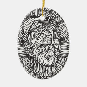 Frida Kahlo Lines Portrait Ceramic Ornament