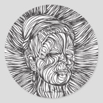 Frida Kahlo Lines Portrait Classic Round Sticker