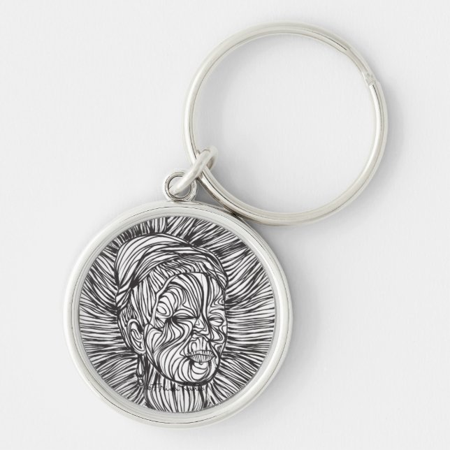 Frida Kahlo Lines Portrait Keychain (Front)