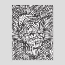 Frida Kahlo Lines Portrait Postcard