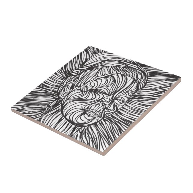 Frida Kahlo Lines Portrait Tile (Side)