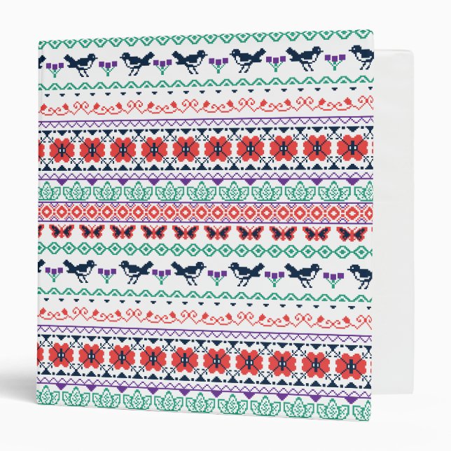 Frida Kahlo | Mexican Pattern 3 Ring Binder (Front/Inside)