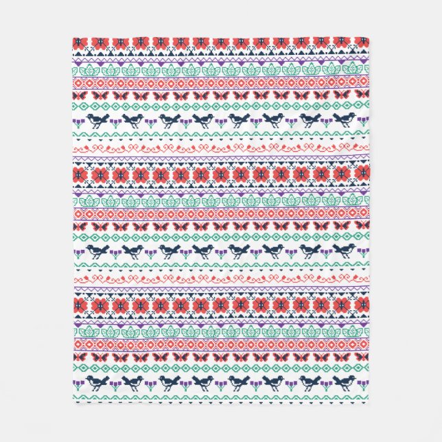 Frida Kahlo | Mexican Pattern Fleece Blanket (Front)