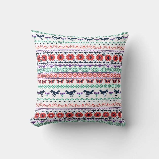 Frida Kahlo | Mexican Pattern Throw Pillow (Front)