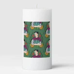 Frida Kahlo Mi Mexico Lindo Pattern Pillar Candle