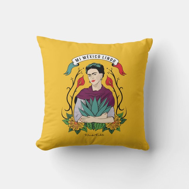 Frida Kahlo | Mi Mexico Lindo Throw Pillow (Front)