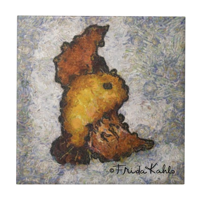 Frida Kahlo Monet-Style Bird Painting Ceramic Tile (Front)