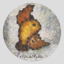 Frida Kahlo Monet-Style Bird Painting Classic Round Sticker