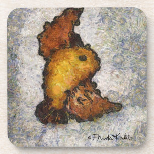 Frida Kahlo Monet-Style Bird Painting Drink Coaster