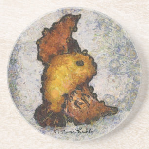 Frida Kahlo Monet-Style Bird Painting Drink Coaster