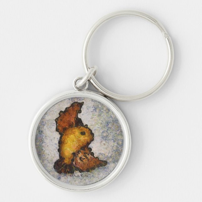 Frida Kahlo Monet-Style Bird Painting Keychain (Front)