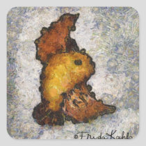 Frida Kahlo Monet-Style Bird Painting Square Sticker