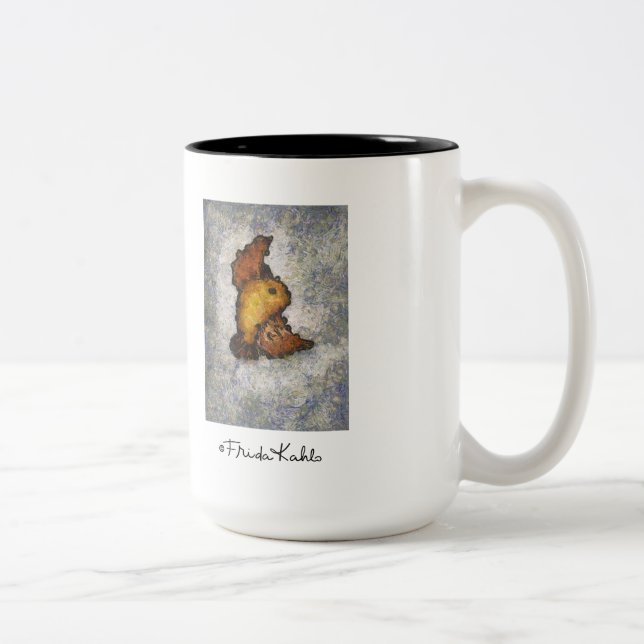 Frida Kahlo Monet-Style Bird Painting Two-Tone Coffee Mug (Right)