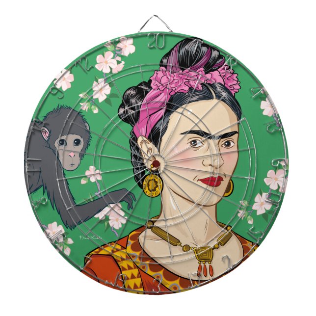 Frida Kahlo Monkey Graphic Dart Board (Front)
