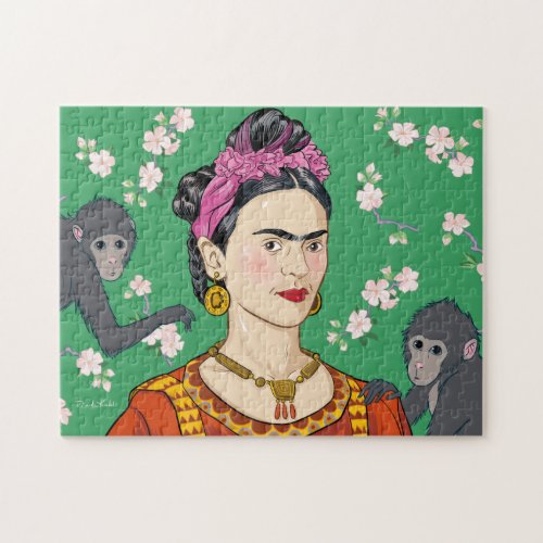 Frida Kahlo Monkey Graphic Jigsaw Puzzle