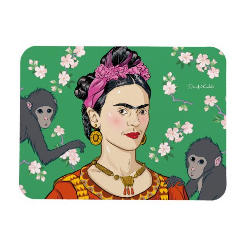Frida Kahlo Monkey Graphic Magnet