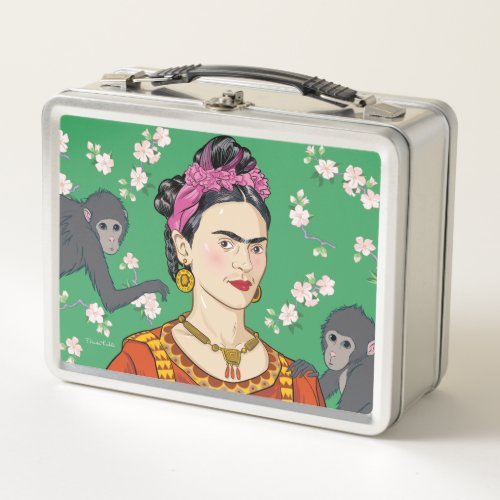 Frida Kahlo Monkey Graphic Metal Lunch Box
