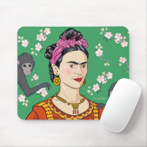 Frida Kahlo Monkey Graphic Mouse Pad