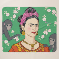 Frida Kahlo Monkey Graphic Sherpa Blanket