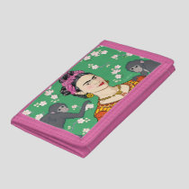 Frida Kahlo Monkey Graphic Tri-fold Wallet