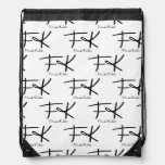 Frida Kahlo Monogram &quot;FK&quot; Signature Pattern Drawstring Bag