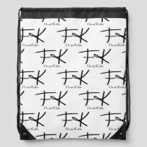 Frida Kahlo Monogram "FK" Signature Pattern Drawstring Bag
