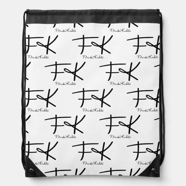 Frida Kahlo Monogram "FK" Signature Pattern Drawstring Bag (Front)