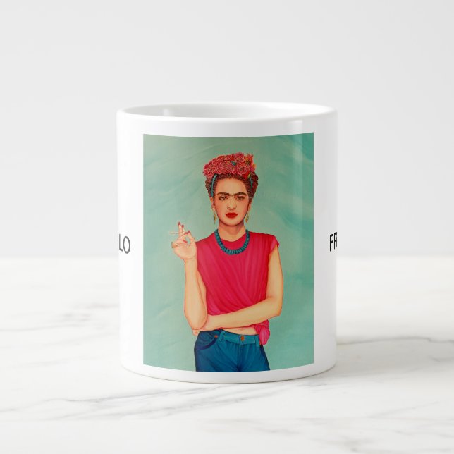 Frida Kahlo Oil Painting Giant Coffee Mug (Front)