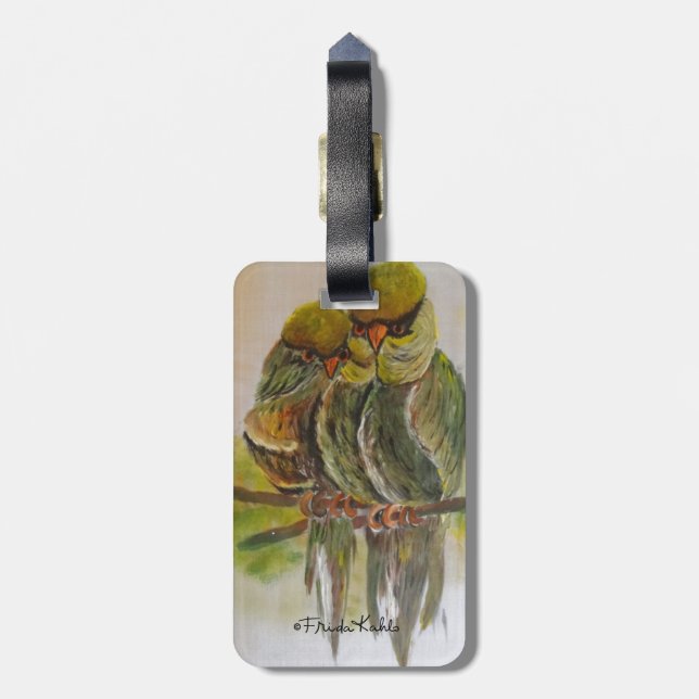 Frida Kahlo Painted Birds Luggage Tag (Back Vertical)
