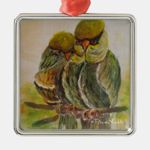 Frida Kahlo Painted Birds Metal Ornament