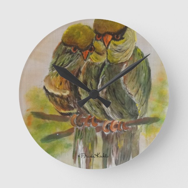 Frida Kahlo Painted Birds Round Clock (Front)