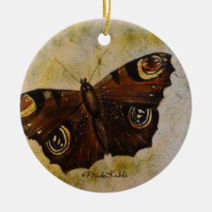 Frida Kahlo Painted Butterfly Ceramic Ornament