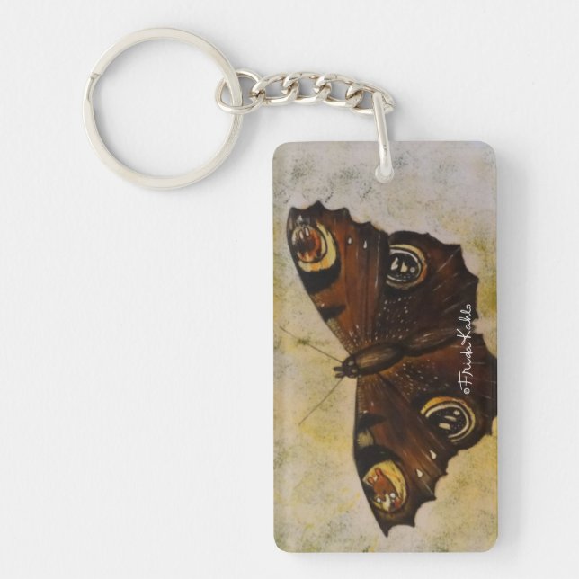 Frida Kahlo Painted Butterfly Keychain (Front)