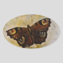 Frida Kahlo Painted Butterfly Oval Sticker