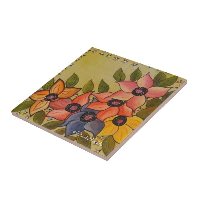Frida Kahlo Painted Flores Ceramic Tile (Side)