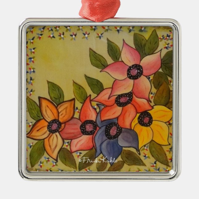 Frida Kahlo Painted Flores Metal Ornament (Front)