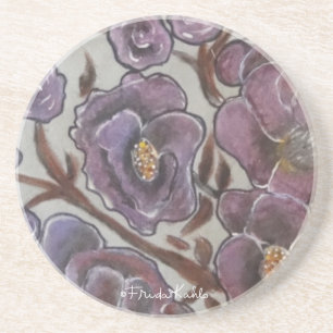 Frida Kahlo Painted Flowers Coaster