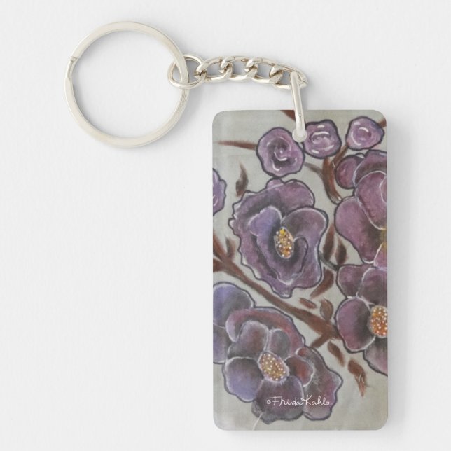 Frida Kahlo Painted Flowers Keychain (Front)
