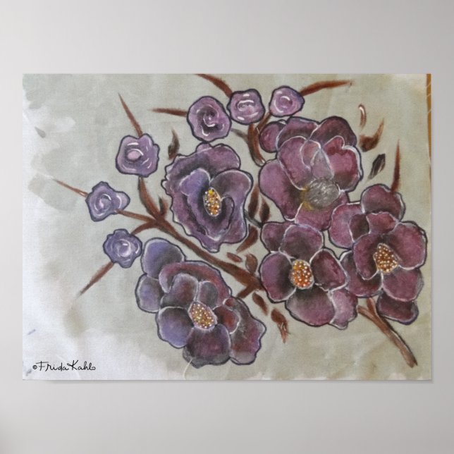 Frida Kahlo Painted Flowers Poster (Front)