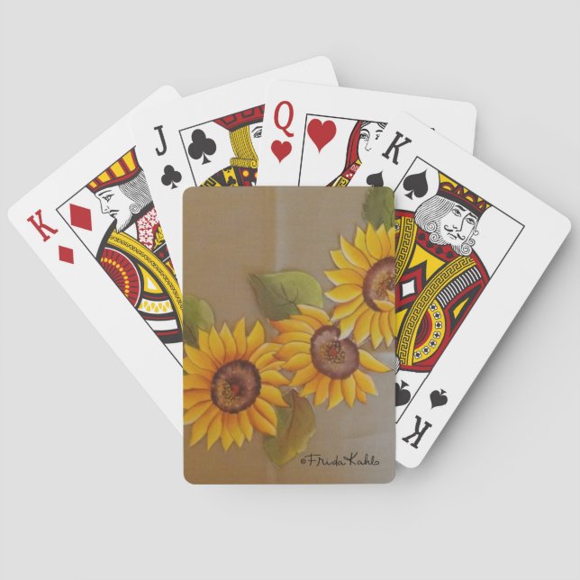 Frida Kahlo Painted Sunflowers Poker Cards (Back)