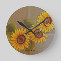 Frida Kahlo Painted Sunflowers Round Clock