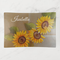 Frida Kahlo Painted Sunflowers Trinket Tray