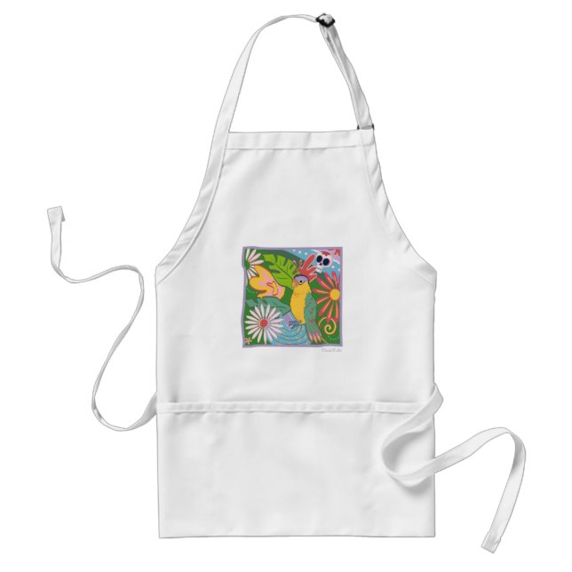 Frida Kahlo Parrot Graphic Adult Apron (Front)