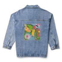Frida Kahlo Parrot Graphic Denim Jacket