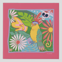 Frida Kahlo Parrot Graphic Faux Canvas Print
