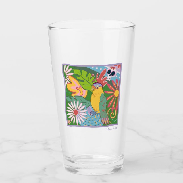 Frida Kahlo Parrot Graphic Glass (Front)