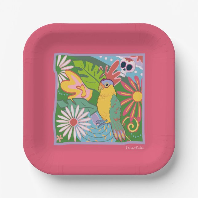 Frida Kahlo Parrot Graphic Paper Plates (Front)