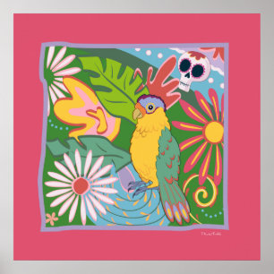Frida Kahlo Parrot Graphic Poster
